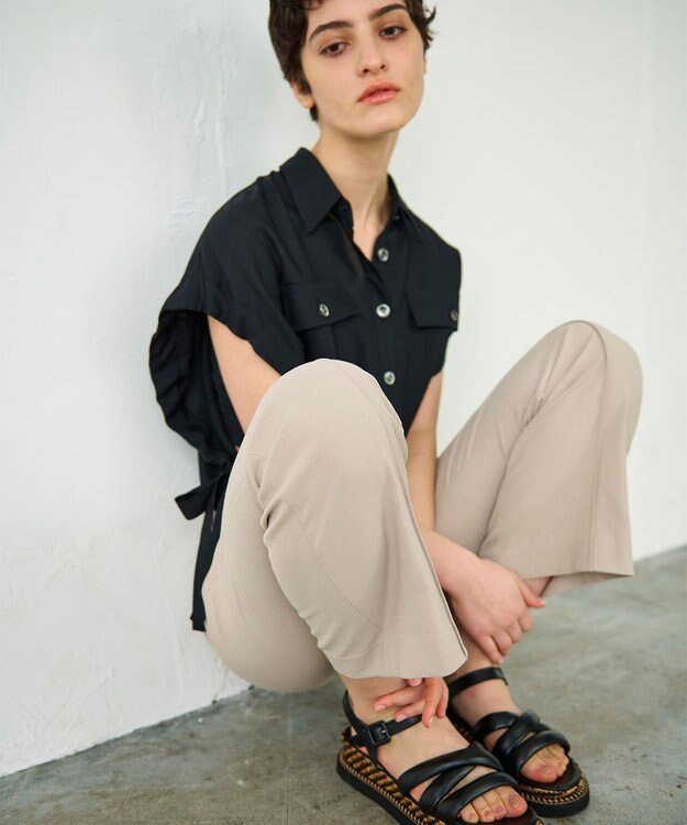 GRACE CONTINENTAL スリムフレアパンツ ベージュ