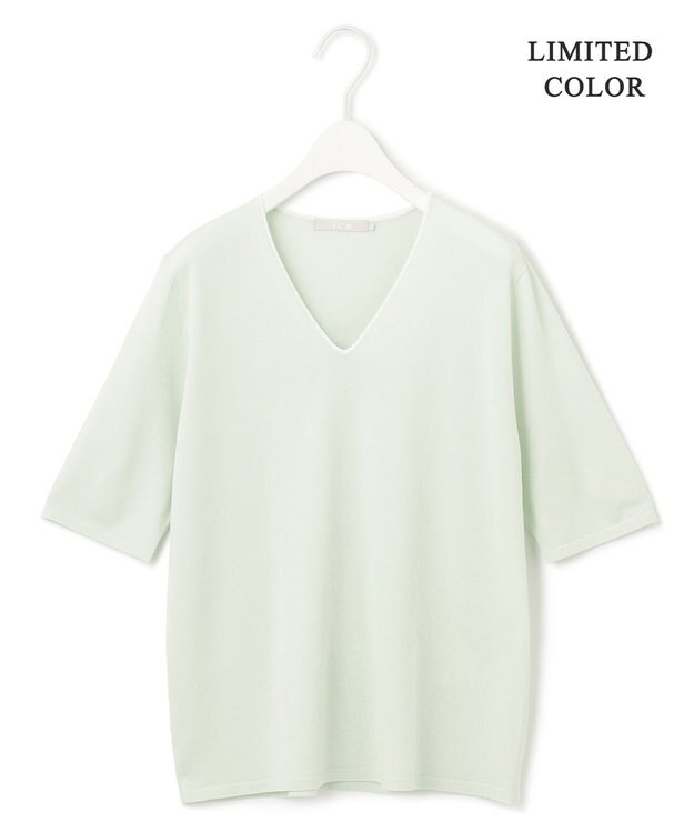 ICB L 【WEB限定カラーあり】 シンセティックハイゲージ 半袖ニット アイスグリーン系［WEB限定］