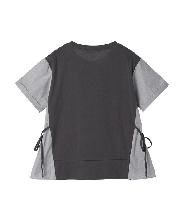 Green Parks 脇リボン５分袖布帛ドッキングプルオーバー Gray