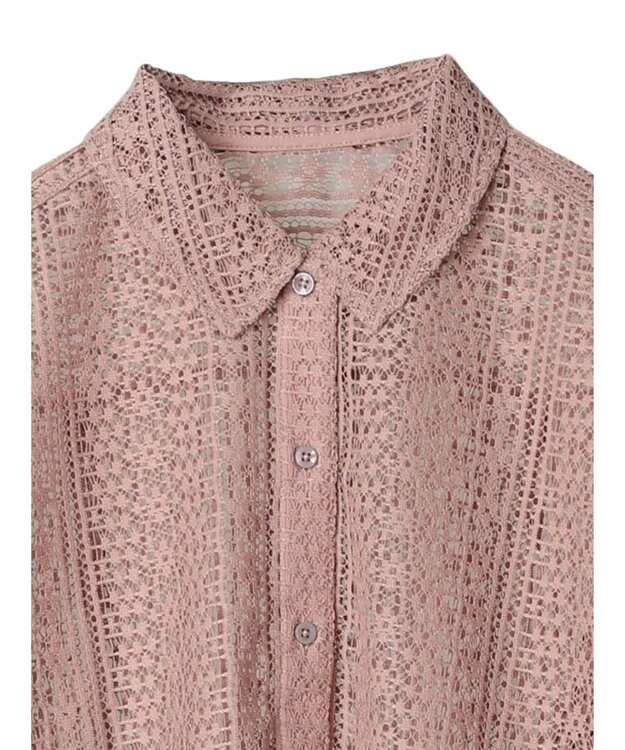 earth music&ecology レースショートシャツ Pink