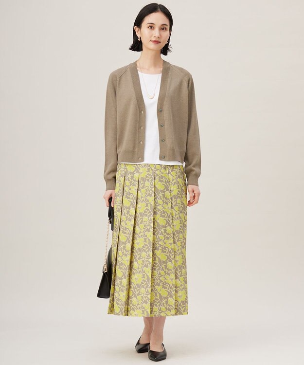 自由区 【洗える】ペーパーブレンドショート カーディガン [新色]シナモン