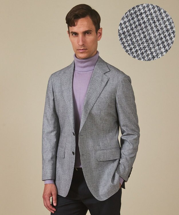 GOTAIRIKU 【CANONICO/カノニコ】サキソニーウールコットンブレンド ジャケット_グレー千鳥柄 ライトグレー×千鳥格子