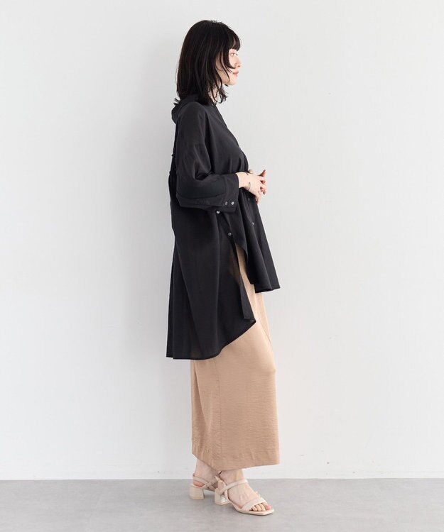 YECCA VECCA リブMIXシアーオーバーシャツ Black