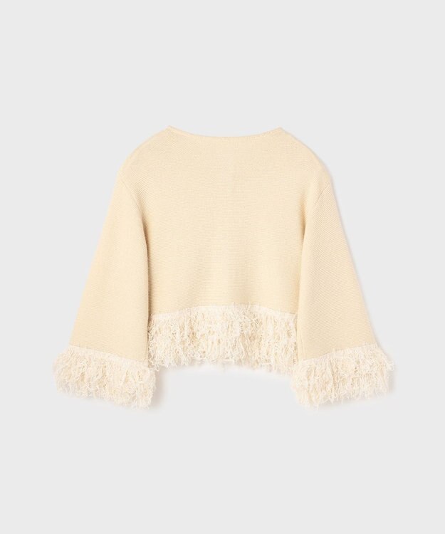 GRACE CONTINENTAL ラメフェザーフリンジカーディガン キナリ