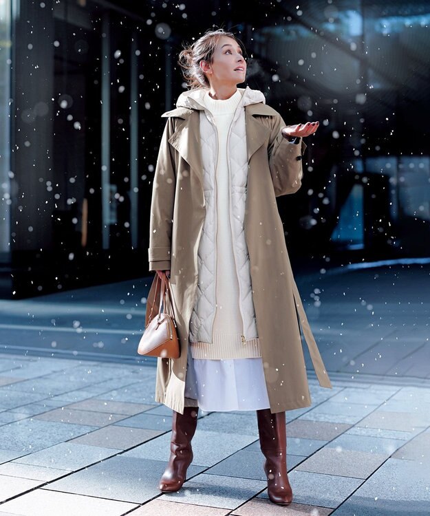 UNFILO 【洗える】チュニック ニットワンピース グレージュ