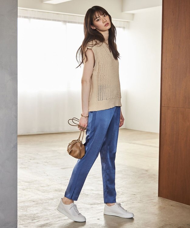 ICB チェーン付きミニ巾着バッグ ベージュ系