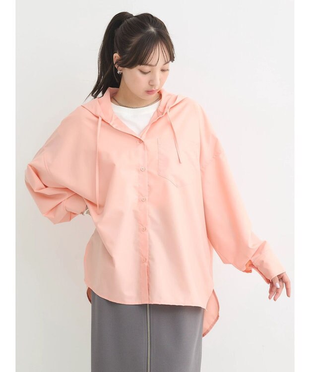 earth music&ecology フーディーシャツ Pink