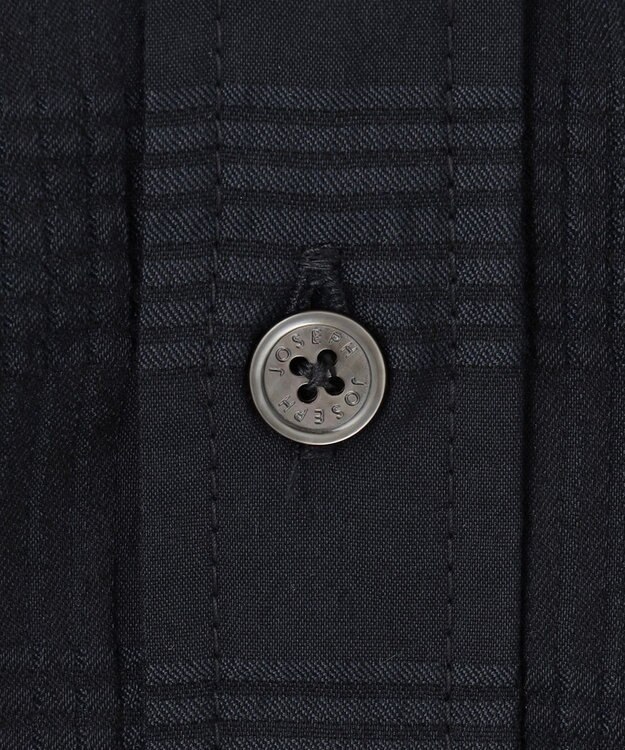 JOSEPH HOMME ドビーチェックストレッチ　ウイングカラーシャツ ネイビー系