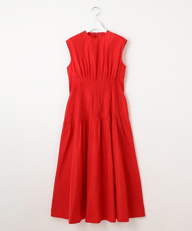 23区 L 【エステータ】シャイニータフタ ピンタック ワンピース レッド系