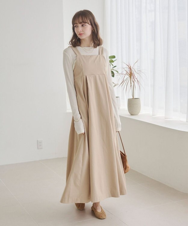 WEGO 【ANGIE VINTAGE】バックベルトジャンパースカート ベージュ