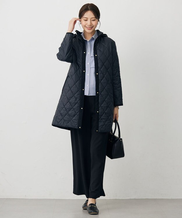 J.PRESS LADIES S 【WEB限定カラーあり・2way】コンパクトタフタキルティング  フーデッド コート 【WEB限定カラー】ネイビー系