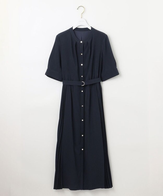 ANY SIS 【洗える】サイドプリーツフレア ワンピース ネイビー