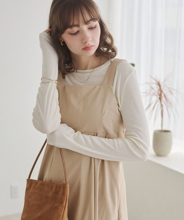 WEGO 【ANGIE VINTAGE】バックベルトジャンパースカート ベージュ