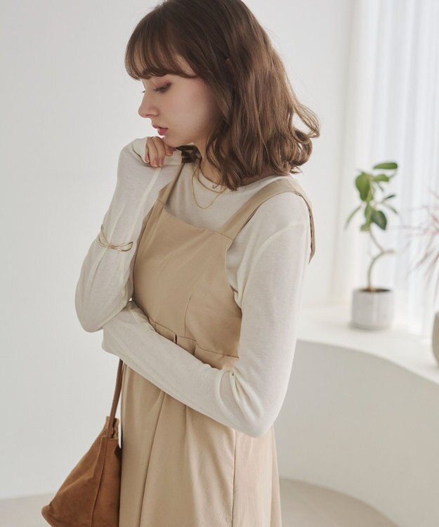 WEGO 【ANGIE VINTAGE】バックベルトジャンパースカート ベージュ