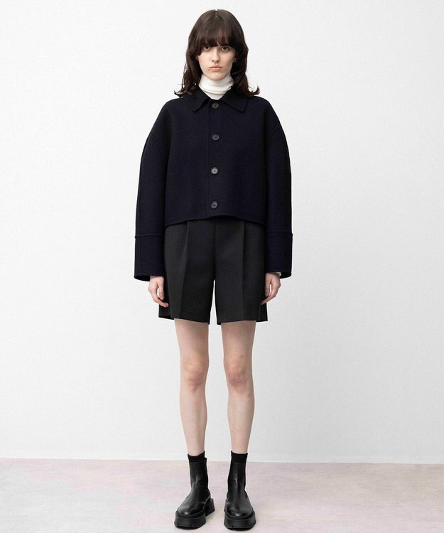 NAVE 【Nave】メルトンリバー ステンカラークロップド コート ブラック系