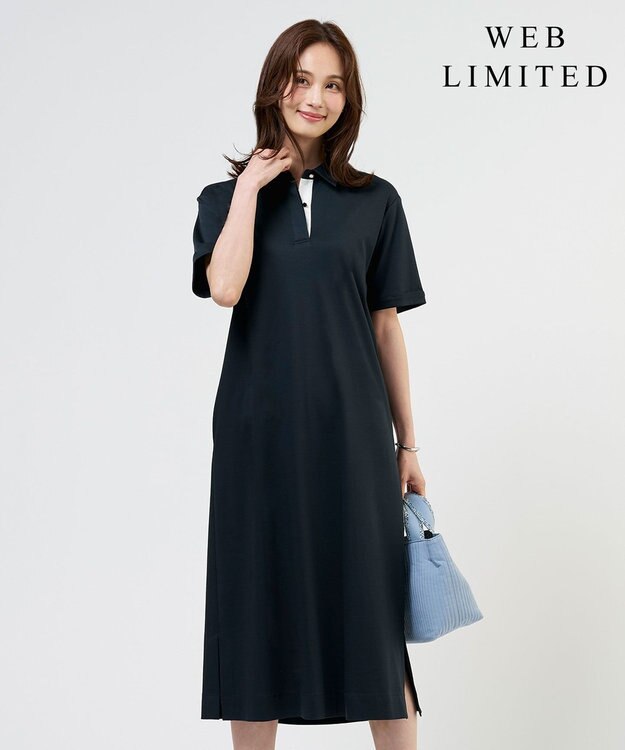 J.PRESS LADIES S 【WEB限定】コットンスムース ポロワンピース ネイビー系