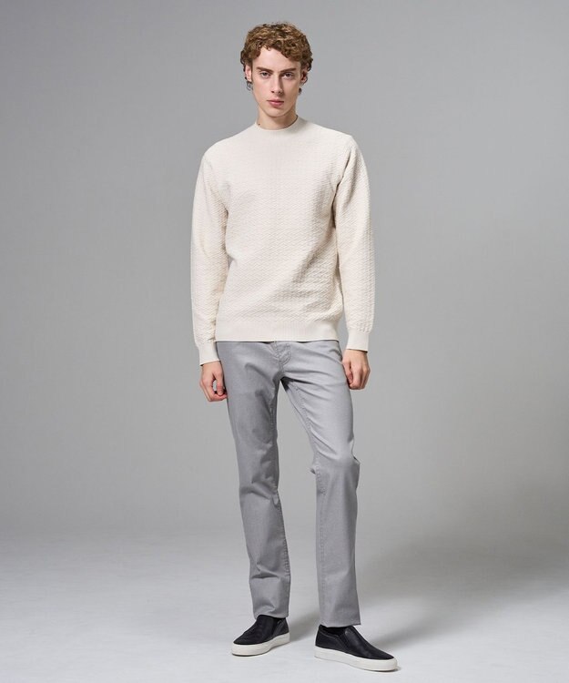 JOSEPH HOMME 新柄【イージーケア】 ヴィスコースリンクス　モックネックニット アイボリー系