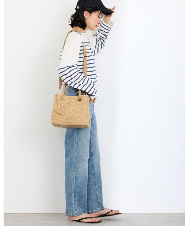 MioFIRANO カジュアルシックガーターステッチハンドバッグ 2WAY チャーム付き　FIRANO フィラノ BEIGE
