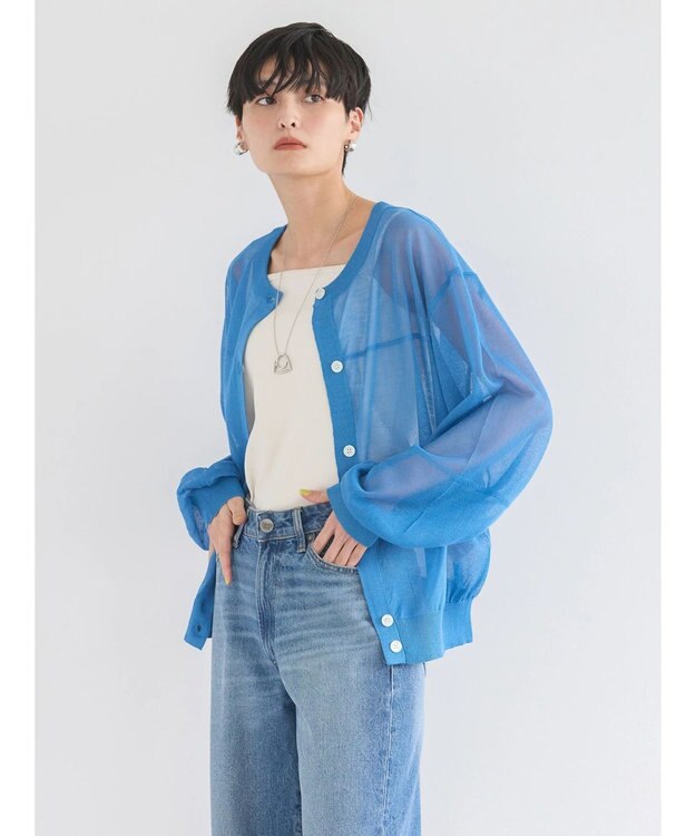 AMERICAN HOLIC 接触冷感２ＷＡＹシアーニットカーディガン Blue