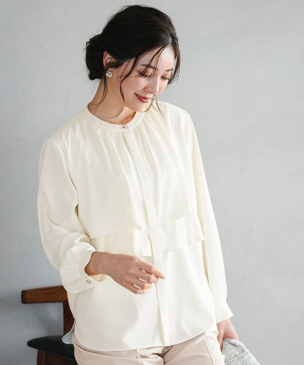 ANY SIS S ノーブルジョーゼット ブラウス アイボリー