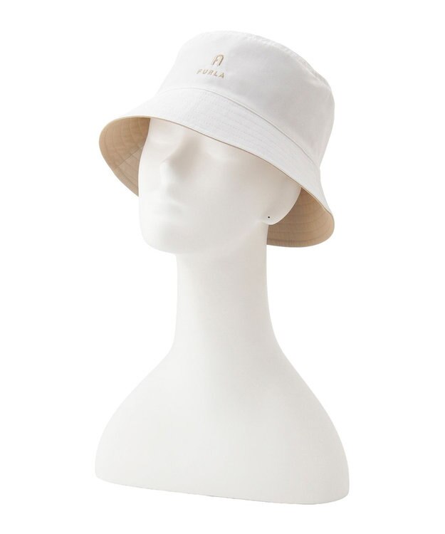 MOONBAT FURLA(フルラ)リバーシブルバケットハット 帽子 無地 UVカット 手洗い可能 ホワイト