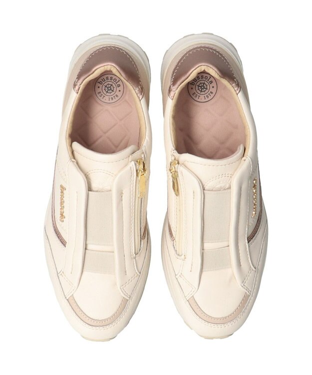 INTER-CHAUSSURES 【BUSSOLA】サイドジップスニーカー アイボリーコンビ