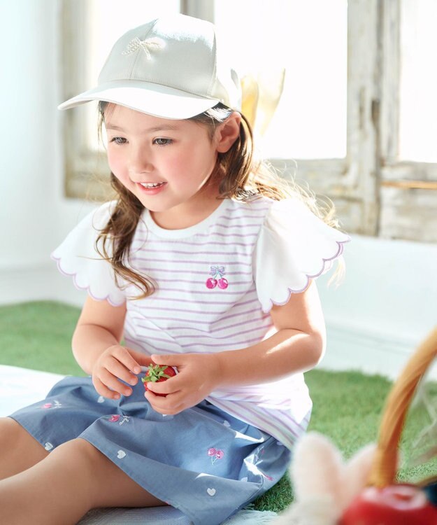 ANY KIDS 総柄刺繍 キュロット ブルー