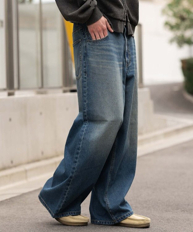 WEGO 【SMLサイズ展開】エクストラバギーデニムパンツ デニム中濃加工色