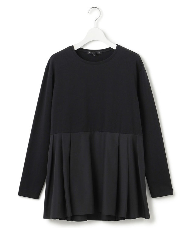 23区 S 【ご好評につき新色追加】ナチュラルコットンベアコンビ ペプラム カットソー ブラック系