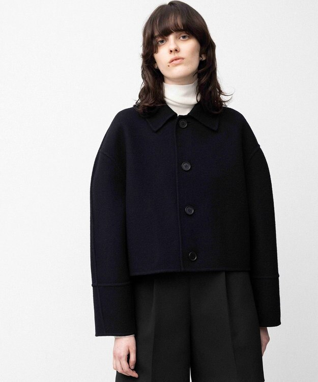 NAVE 【Nave】メルトンリバー ステンカラークロップド コート ブラック系