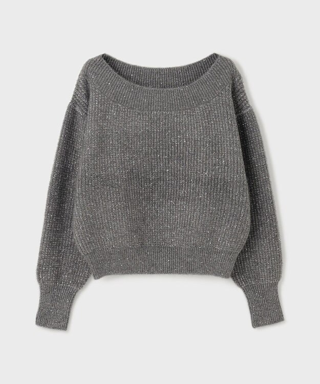 GRACE CONTINENTAL ラメリップニットトップ グレー