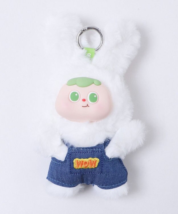 WEGO ぷっくりサロペうさちゃんぬいぐるみキーホルダー ホワイト
