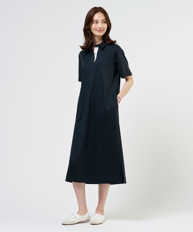 J.PRESS LADIES S 【WEB限定】コットンスムース ポロワンピース ネイビー系