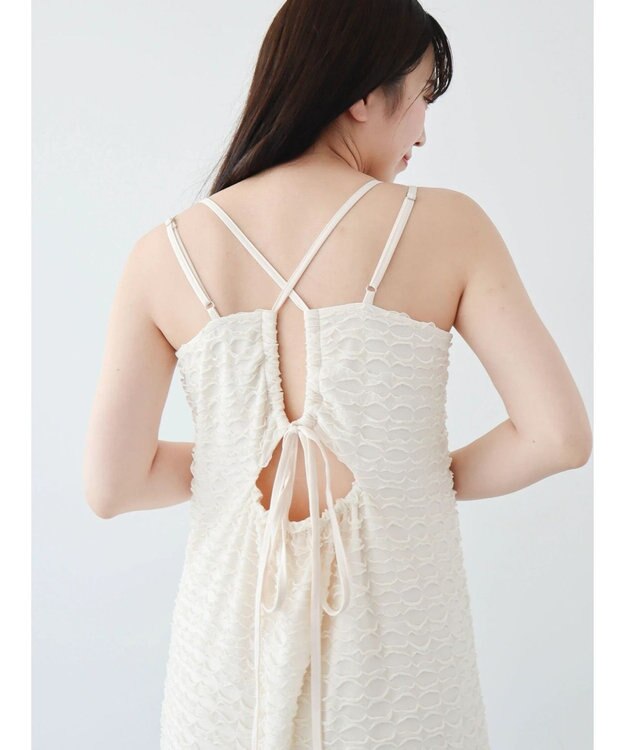 Green Parks カップ付きフリル生地キャミワンピース Ecru