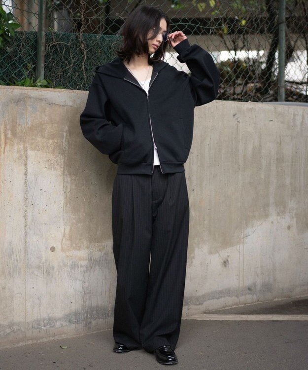 WEGO 【ユニセックス着用ITEM/SMLサイズ展開】ボンディングZIPパーカー ブラック