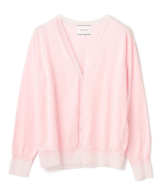 BEIGE， 【洗える】JULIE / シルク混シアーVネックカーディガン Pink