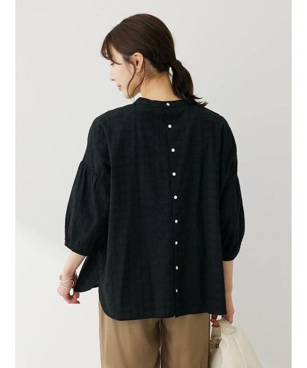 Green Parks Ｉ　ＳＥＴ２点　刺繍７分袖ブラウス＋タンクトップ Black