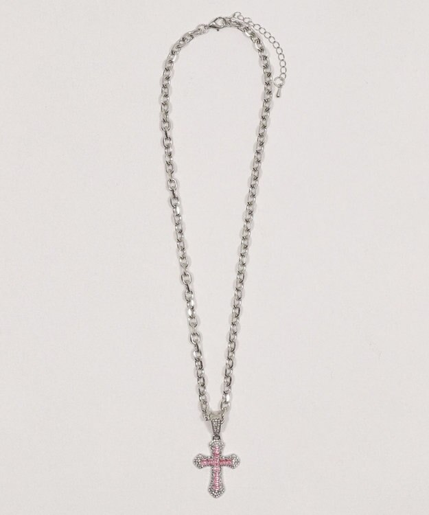 WEGO Lクロスビジューネックレス ライトピンク