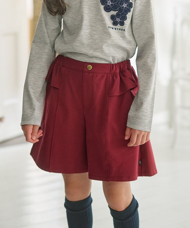 組曲 KIDS 【150-160㎝】ソフトストレッチ ショートパンツ ボルドー