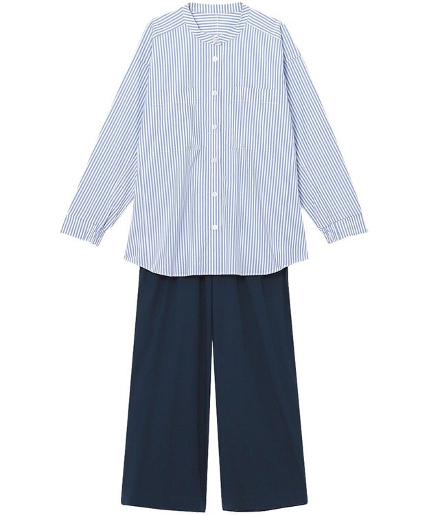 ワコール／睡眠科学 パジャマ 長袖 長ズボン 綿混(本体) ここちよく眠れる 寝返りしやすい レディース YDX509 睡眠科学／ワコール サックス