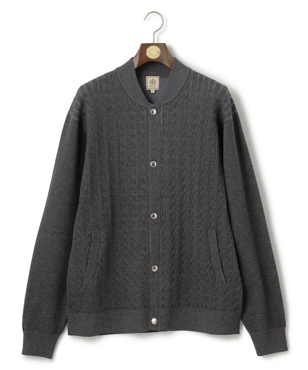 J.PRESS MEN 【KING SIZE】【ストレッチ性 / イージーケア】【FLEX YARN】ケーブルニットブルゾン型カーディガン グレー系