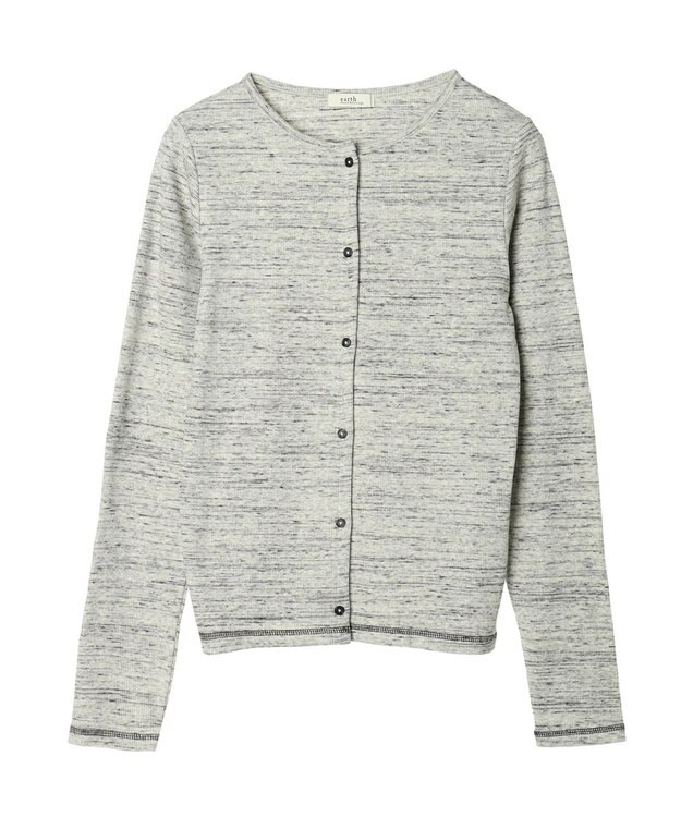 earth music&ecology メランジリブカーディガン（ｇｒａｙ） Gray Mixture