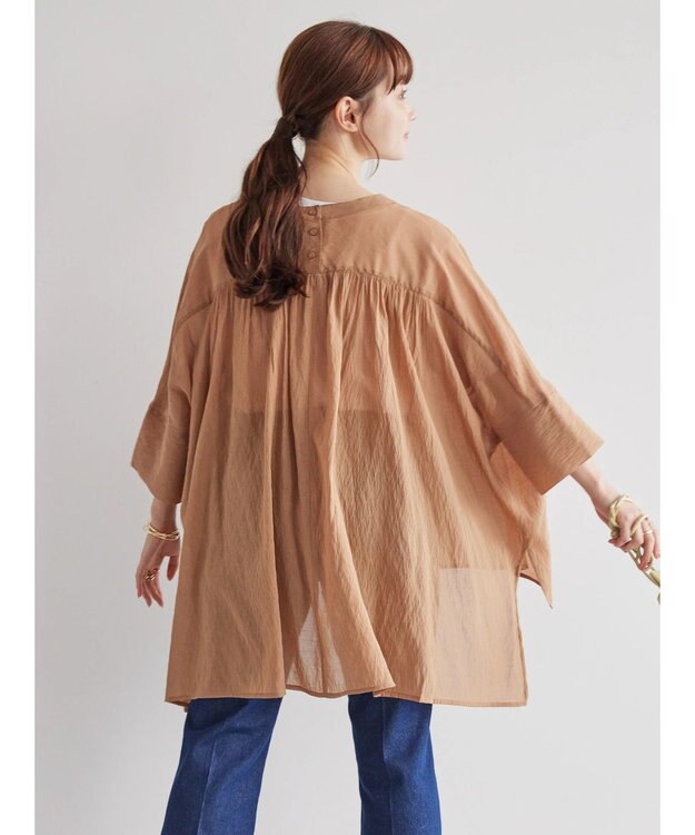 AMERICAN HOLIC バックギャザーＶネックシアーシャツ Camel