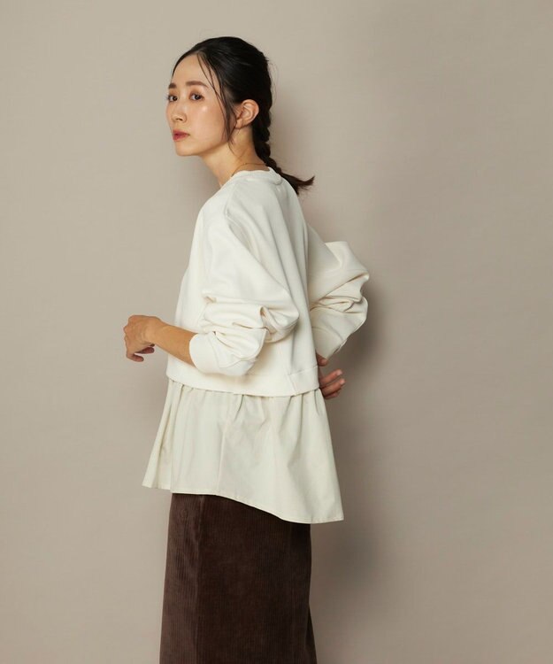 OP／FILA 【ocean pacific】らくティブ/異素材ミックスダンボールプルオーバー ベージュ