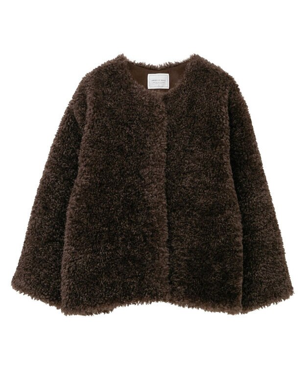 AMERICAN HOLIC ノーカラーフェイクファーコート Brown