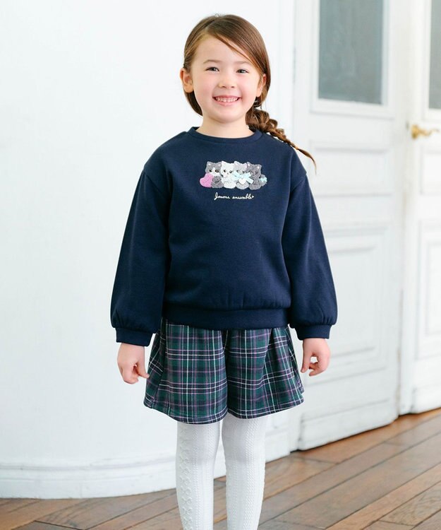 ANY KIDS 裏シャギーチェックショートパンツ グリーン系