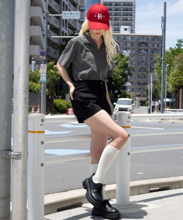 WEGO 【ユニセックス着用ITEM】ブリーチカノコハーフZIPポロ（SS） ブラック