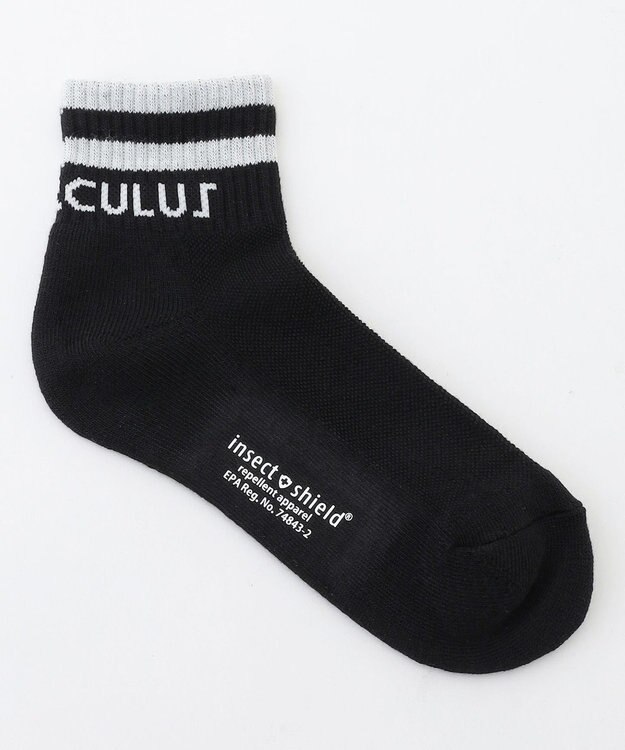 PW CIRCULUS 【虫よけ加工】【WOMEN】ラインソックス ショート丈  ゴルフウェア レディース ブラック系