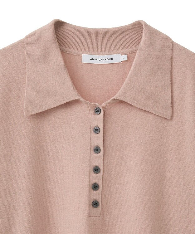 AMERICAN HOLIC バイパチルーズポロシャツプルオーバー Pink