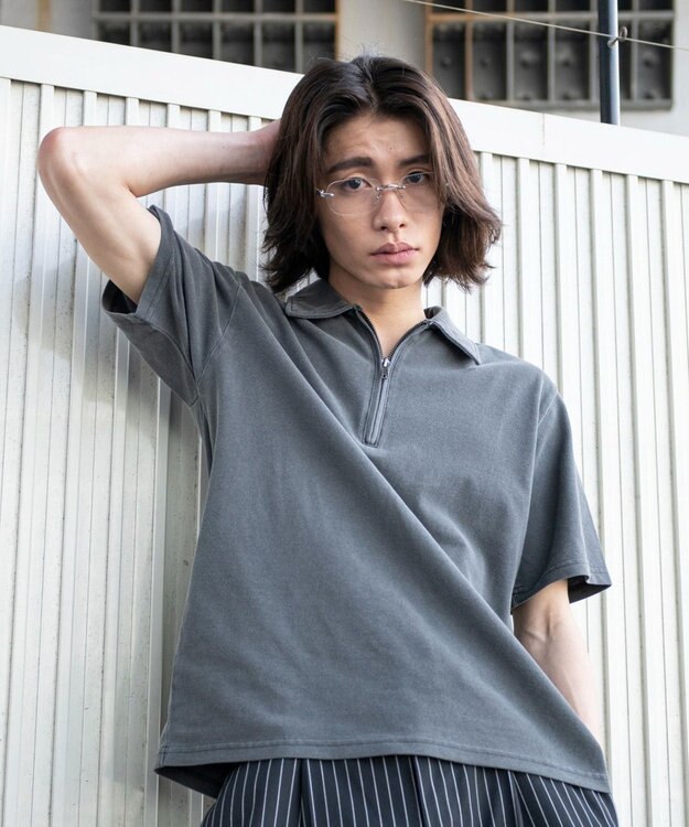 WEGO 【ユニセックス着用ITEM】ブリーチカノコハーフZIPポロ（SS） ブラック
